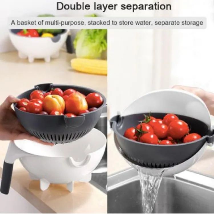 Wet Basket Vegetable Cutter With Drain Magic Rotate Safety