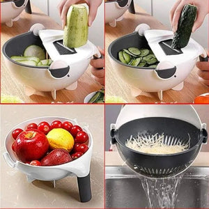 Wet Basket Vegetable Cutter With Drain Magic Rotate Safety